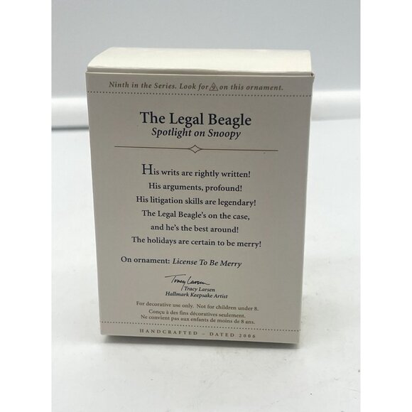 Lot of 3 Hallmark Peanuts Snoopy The Legal Beagle Christmas Ornament NIB - Picture 2 of 3